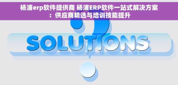 杨浦erp软件提供商 杨浦ERP软件一站式解决方案：供应商精选与培训技能提升