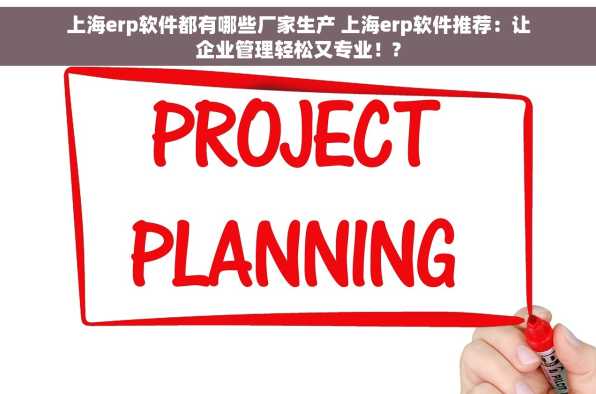 上海erp软件都有哪些厂家生产 上海erp软件推荐：让企业管理轻松又专业！?