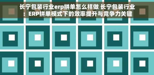 长宁包装行业erp拼单怎么样做 长宁包装行业：ERP拼单模式下的效率提升与竞争力关键