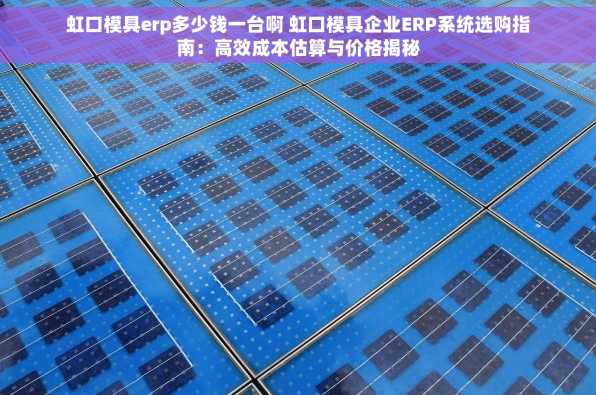 虹口模具erp多少钱一台啊 虹口模具企业ERP系统选购指南：高效成本估算与价格揭秘