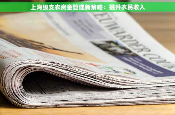 上海级支农资金管理新策略：提升农民收入
