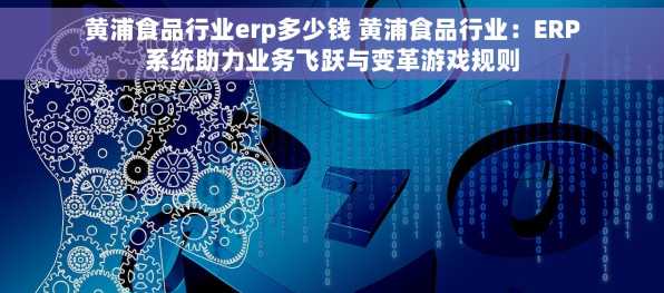 黄浦食品行业erp多少钱 黄浦食品行业：ERP系统助力业务飞跃与变革游戏规则