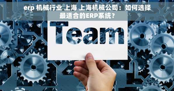 erp 机械行业 上海 上海机械公司：如何选择最适合的ERP系统？