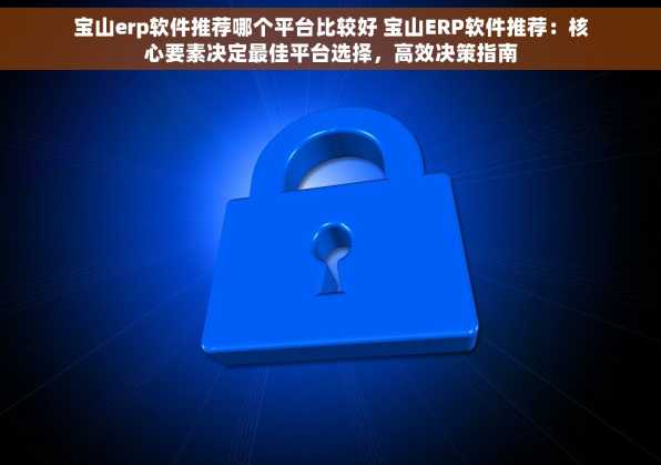 宝山erp软件推荐哪个平台比较好 宝山ERP软件推荐：核心要素决定最佳平台选择，高效决策指南