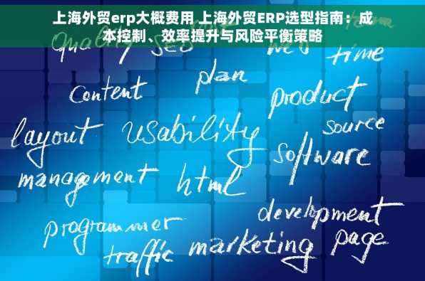 上海外贸erp大概费用 上海外贸ERP选型指南：成本控制、效率提升与风险平衡策略