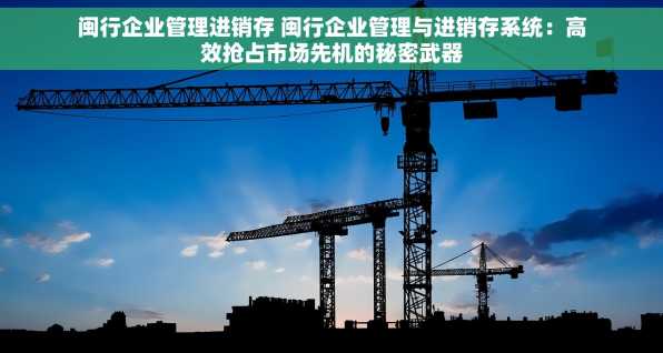 闽行企业管理进销存 闽行企业管理与进销存系统：高效抢占市场先机的秘密武器