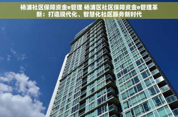 杨浦社区保障资金e管理 杨浦区社区保障资金e管理革新：打造现代化、智慧化社区服务新时代