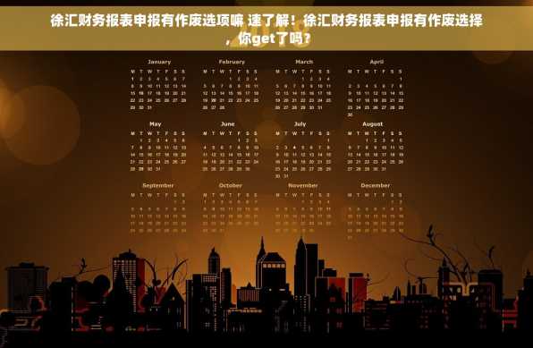 徐汇财务报表申报有作废选项嘛 速了解！徐汇财务报表申报有作废选择，你get了吗？