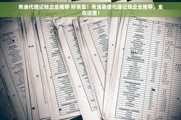 青浦代理记账企业推荐 好消息！青浦靠谱代理记账企业推荐，全在这里！