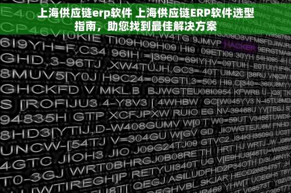 上海供应链erp软件 上海供应链ERP软件选型指南，助您找到最佳解决方案
