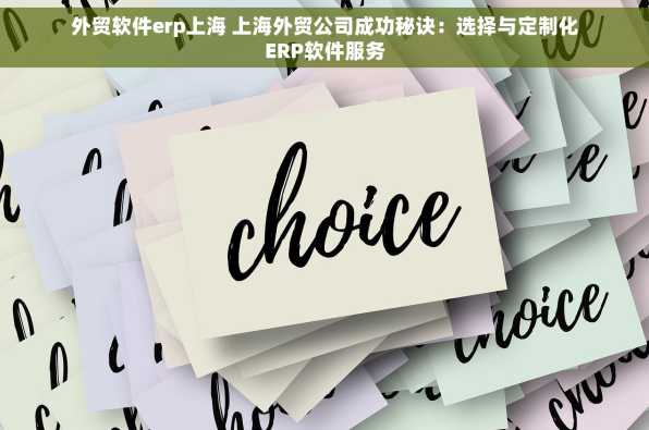 外贸软件erp上海 上海外贸公司成功秘诀：选择与定制化ERP软件服务