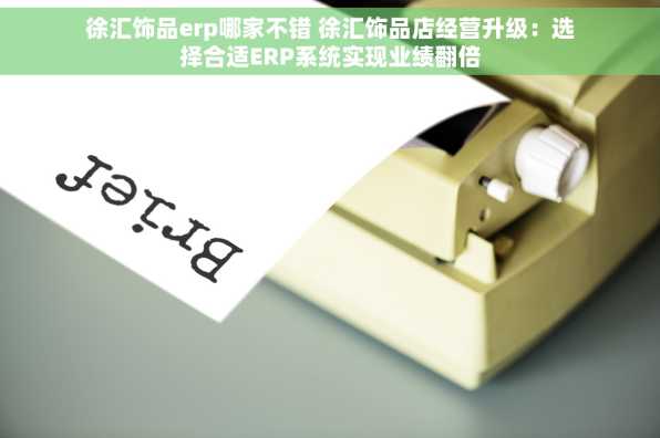 徐汇饰品erp哪家不错 徐汇饰品店经营升级：选择合适ERP系统实现业绩翻倍