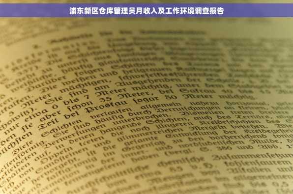 浦东新区仓库管理员月收入及工作环境调查报告
