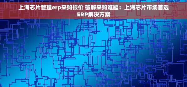 上海芯片管理erp采购报价 破解采购难题：上海芯片市场首选ERP解决方案