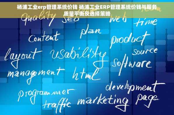 杨浦工业erp管理系统价钱 杨浦工业ERP管理系统价钱与服务质量平衡及选择策略