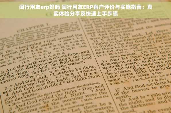 闽行用友erp好吗 闽行用友ERP客户评价与实施指南：真实体验分享及快速上手步骤
