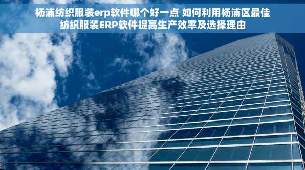 杨浦纺织服装erp软件哪个好一点 如何利用杨浦区最佳纺织服装ERP软件提高生产效率及选择理由