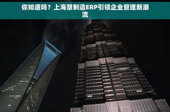 你知道吗？上海慧制造ERP引领企业管理新潮流