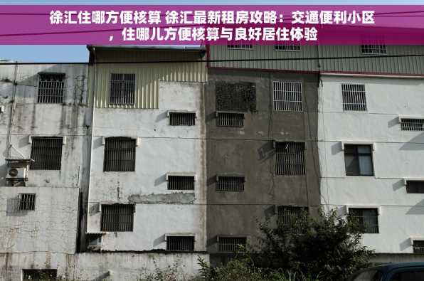 徐汇住哪方便核算 徐汇最新租房攻略：交通便利小区，住哪儿方便核算与良好居住体验