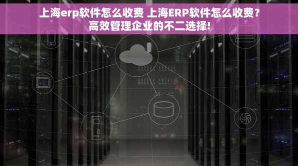 上海erp软件怎么收费 上海ERP软件怎么收费？高效管理企业的不二选择!