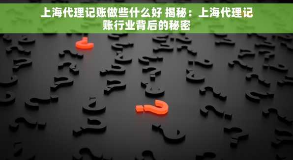 上海代理记账做些什么好 揭秘：上海代理记账行业背后的秘密
