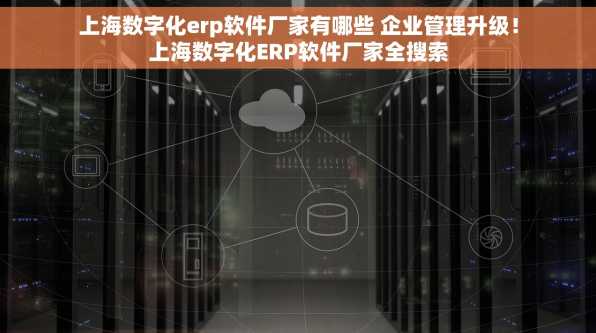 上海数字化erp软件厂家有哪些 企业管理升级！上海数字化ERP软件厂家全搜索