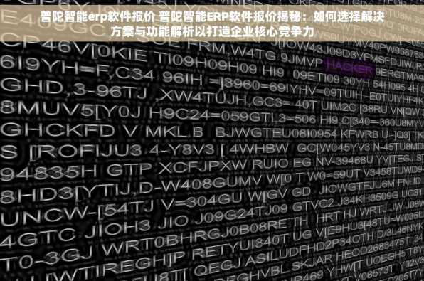 普陀智能erp软件报价 普陀智能ERP软件报价揭秘：如何选择解决方案与功能解析以打造企业核心竞争力