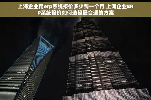 上海企业用erp系统报价多少钱一个月 上海企业ERP系统报价如何选择最合适的方案