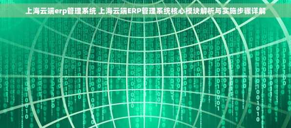 上海云端erp管理系统 上海云端ERP管理系统核心模块解析与实施步骤详解
