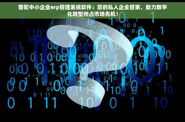 普陀中小企业erp管理系统软件：您的私人企业管家，助力数字化转型抢占市场先机！