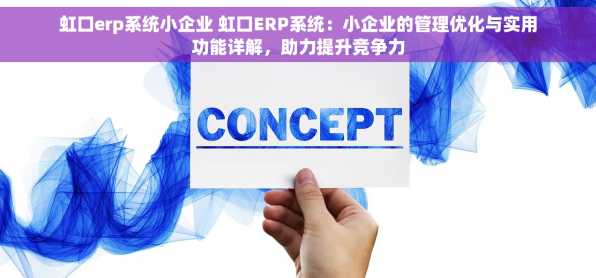 虹口erp系统小企业 虹口ERP系统：小企业的管理优化与实用功能详解，助力提升竞争力