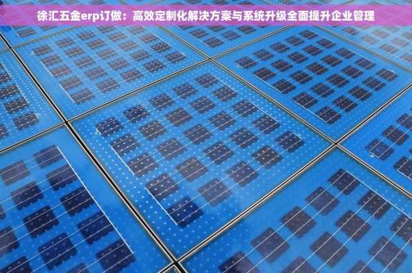 徐汇五金erp订做：高效定制化解决方案与系统升级全面提升企业管理