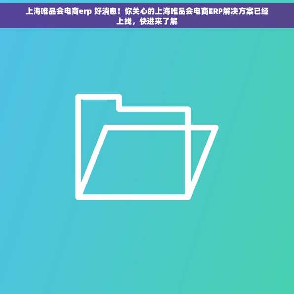 上海唯品会电商erp 好消息！你关心的上海唯品会电商ERP解决方案已经上线，快进来了解