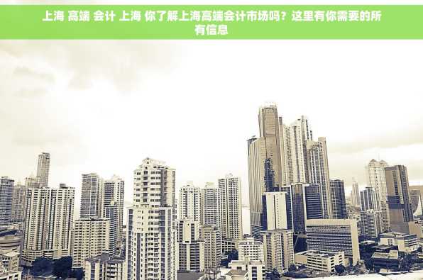 上海 高端 会计 上海 你了解上海高端会计市场吗？这里有你需要的所有信息