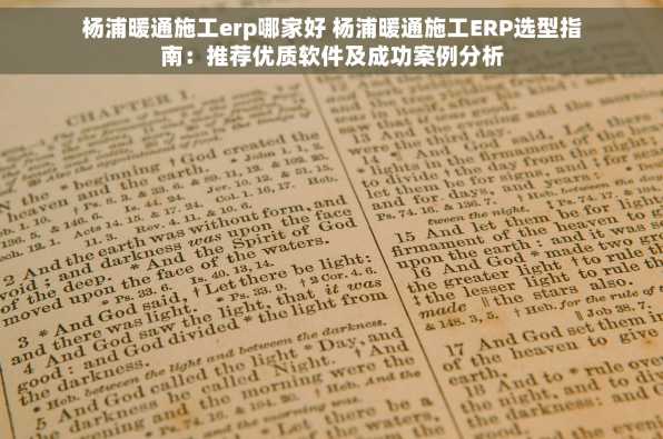 杨浦暖通施工erp哪家好 杨浦暖通施工ERP选型指南：推荐优质软件及成功案例分析