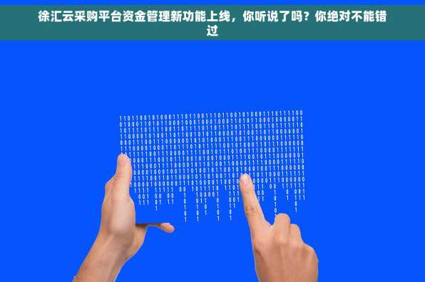 徐汇云采购平台资金管理新功能上线，你听说了吗？你绝对不能错过