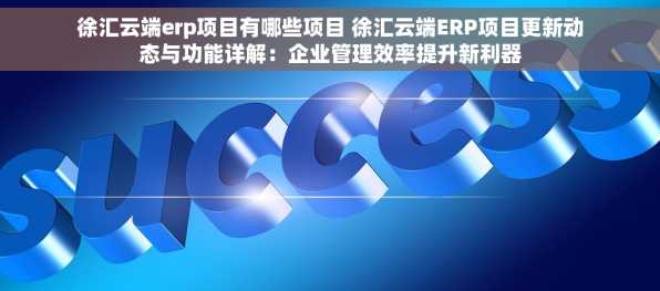 徐汇云端erp项目有哪些项目 徐汇云端ERP项目更新动态与功能详解：企业管理效率提升新利器