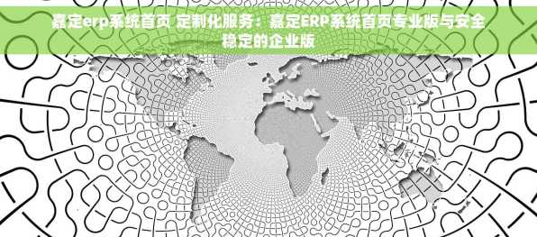嘉定erp系统首页 定制化服务：嘉定ERP系统首页专业版与安全稳定的企业版