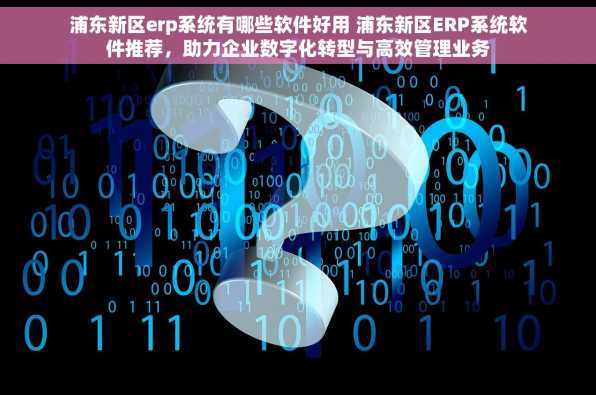 浦东新区erp系统有哪些软件好用 浦东新区ERP系统软件推荐，助力企业数字化转型与高效管理业务