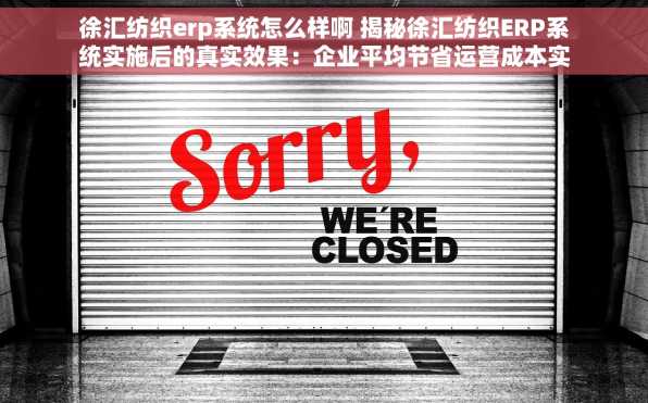 徐汇纺织erp系统怎么样啊 揭秘徐汇纺织ERP系统实施后的真实效果：企业平均节省运营成本实例分析