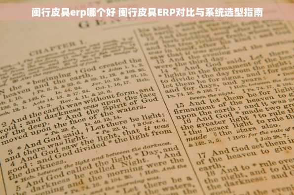 闽行皮具erp哪个好 闽行皮具ERP对比与系统选型指南