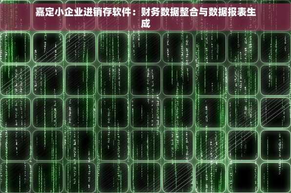 嘉定小企业进销存软件：财务数据整合与数据报表生成