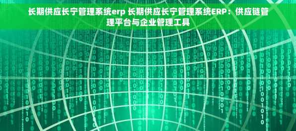 长期供应长宁管理系统erp 长期供应长宁管理系统ERP：供应链管理平台与企业管理工具
