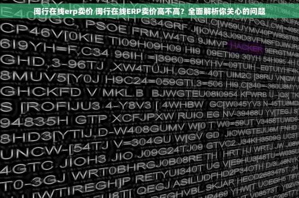 闽行在线erp卖价 闽行在线ERP卖价高不高？全面解析你关心的问题