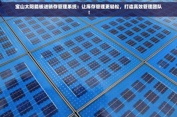 宝山太阳能板进销存管理系统：让库存管理更轻松，打造高效管理团队！