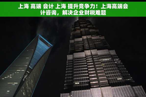 上海 高端 会计 上海 提升竞争力！上海高端会计咨询，解决企业财税难题