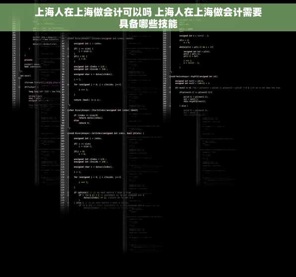 上海人在上海做会计可以吗 上海人在上海做会计需要具备哪些技能