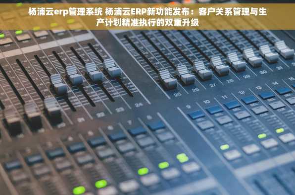 杨浦云erp管理系统 杨浦云ERP新功能发布：客户关系管理与生产计划精准执行的双重升级
