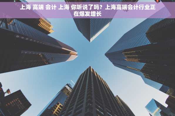 上海 高端 会计 上海 你听说了吗？上海高端会计行业正在爆发增长