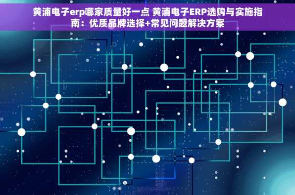 黄浦电子erp哪家质量好一点 黄浦电子ERP选购与实施指南：优质品牌选择+常见问题解决方案